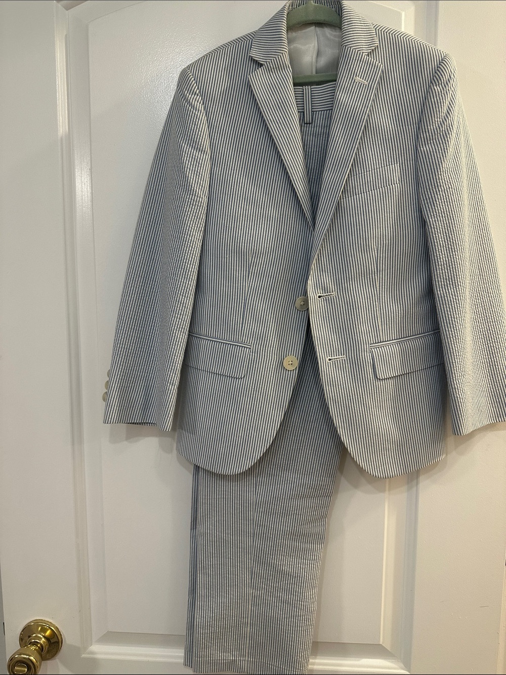 Ralph Lauren Light Blue and White Pinstripe Seersucker Suit
